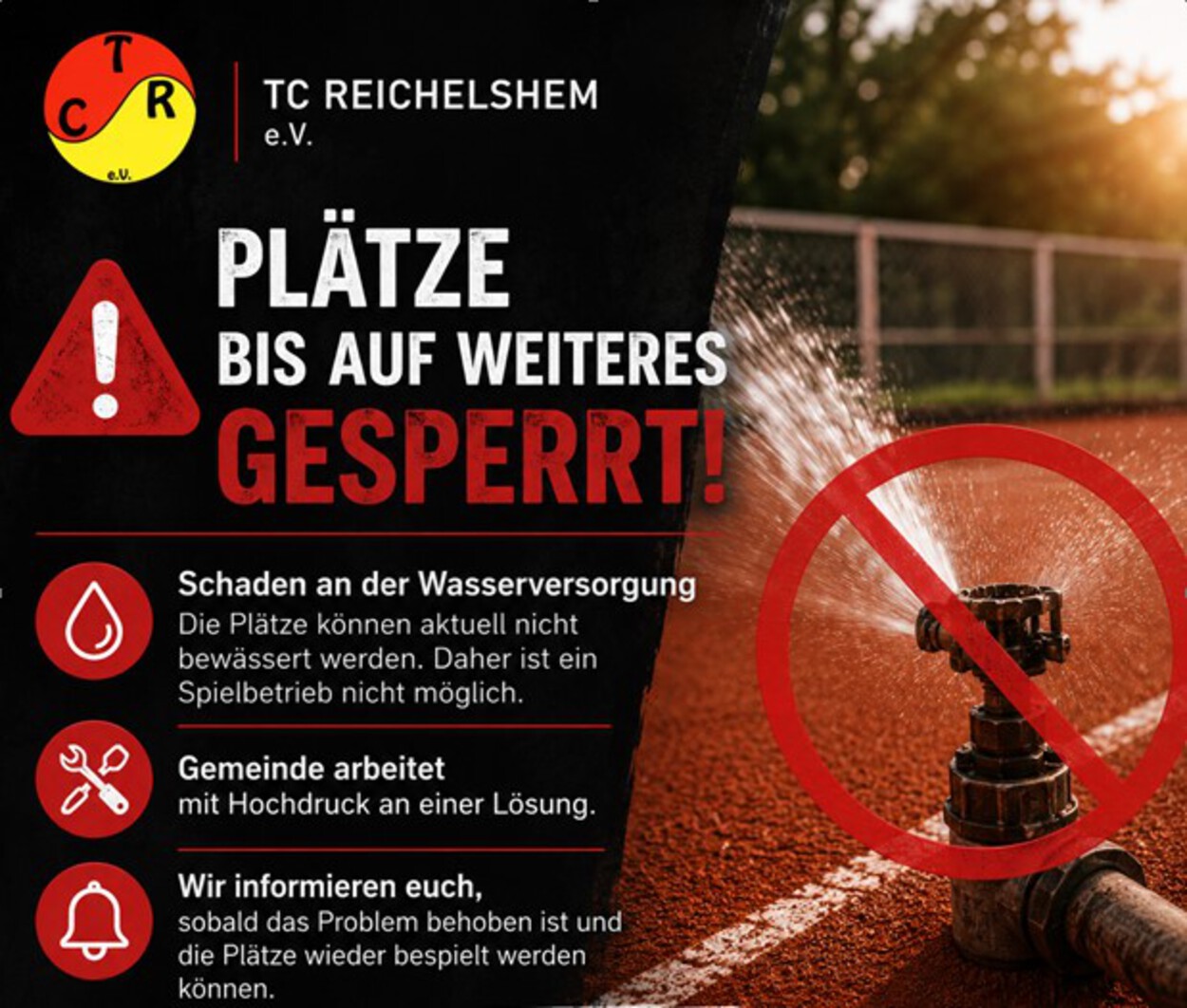 Plätze bis auf Weiteres gesperrt