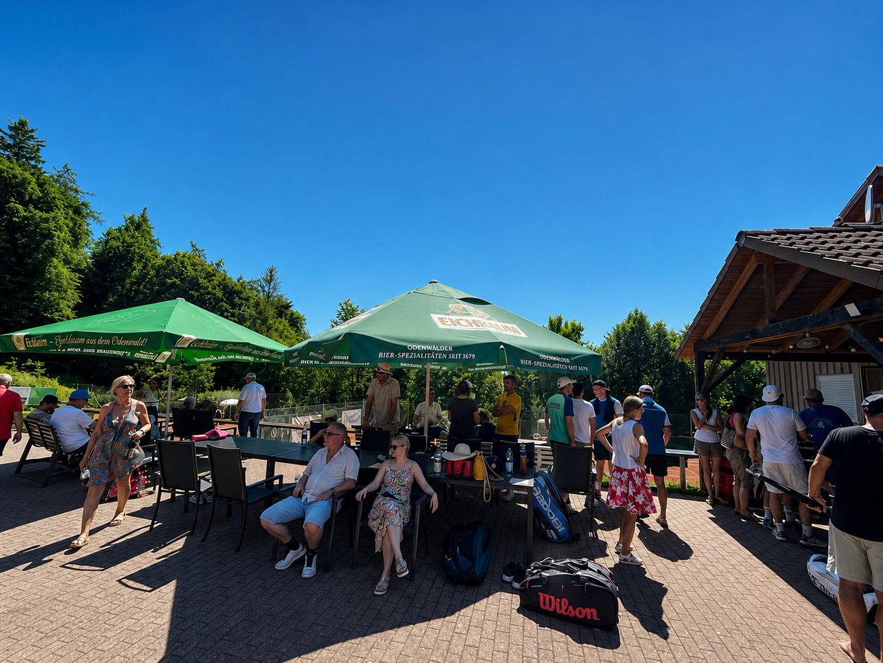 Clubheim und Terrasse des TC Reichelsheim